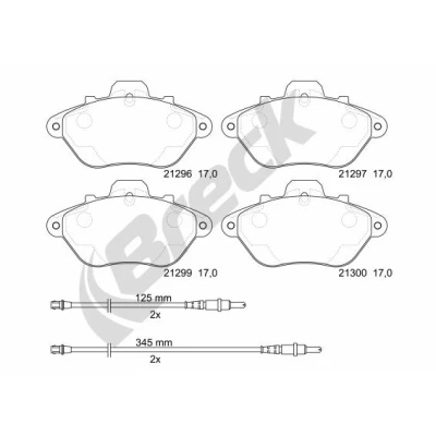 Bild av BRECK 21296 00 701 10 Jeu de plaquettes frein contact signal d&#039;usure exclu CITROËN: XM I 5 portes, Break