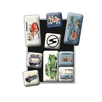 Bild av Nostalgic Art Kylskåpsmagneter i retrostil, Trabant Souvenir &amp; presentidé, Magnetset för magnettavlor, Deko vintagedesign, 9 stycken
