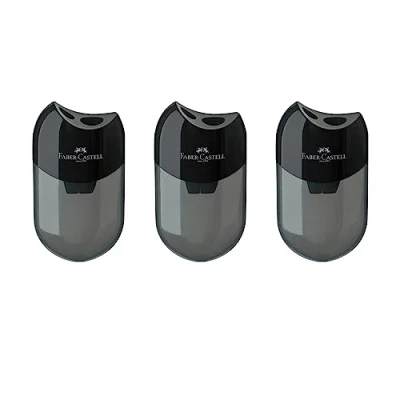 Bild av Faber Castell 205005 dubbel pennvässare 183500, fodralfärg: svart/transparent, 3 pack