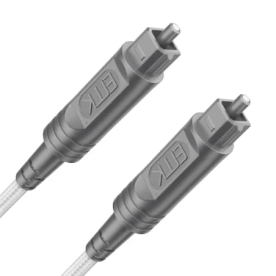 Bild av Digital optisk ljudkabel Toslink kabel [bomullsflätad jacka, hållbar och flexibel] EMK fiberoptisk för hemmabio, ljudbar, TV, PS4, Xbox mer (1 m)