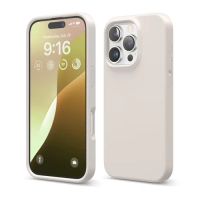 Bild av elago Kompatibel med iPhone 16 Pro fodral, premium flytande silikonfodral, heltäckande skydd, stötsäkert och smalt telefonfodral, reptåligt mjukt mikrofiberfoder, 6.3