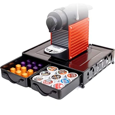Bild av HFHOME Kaffekapselhållare, Kapsel Lådor för Kaffe, Kapslar Förvaringslåda Tassimo Pods/Nespresso Kapselpodar/Nescafe Dolce Gusto Pods/Lavazza Pod etc, Rymmer upp Till 60 KaffekapslarSvart