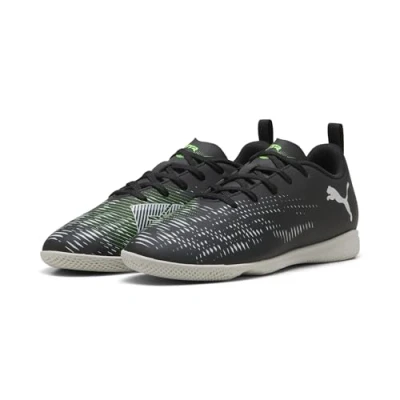 Bild av Puma Future 8 PLAY IT JR Unisex Fotbollsskor inomhusskor för barn, Storlek: 32, Black/silver/fluo green Konstmaterial