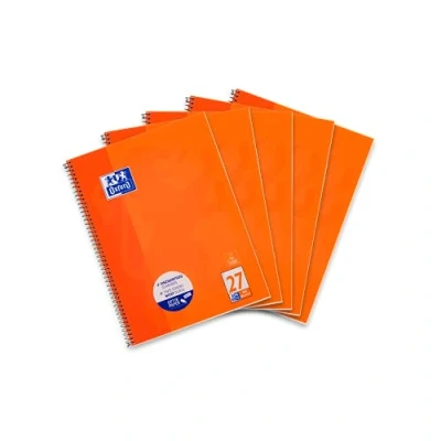 Bild av Oxford Collegeblock A4 linjerat, 80 ark, perforerade, orange, 5 stycken