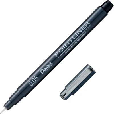 Bild av Pentel Pointliner S20P 05A, fineliner, svart, vattentät och ljusäkta, 0,05 mm, 12 stycken