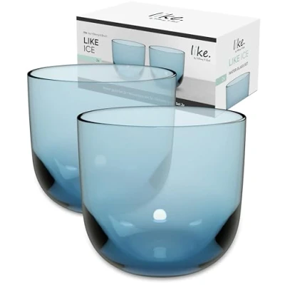 Bild av Villeroy &amp; Boch Like Ice vattenglas 2 pack, isblått färgat glas, volym 280 ml