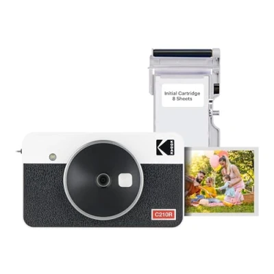 Bild av KODAK Mini Shot 2 Retro 4PASS i 1 Instant Camera &amp; Fotografisk skrivare (5.3x8.6cm) + 8 ark, Vit