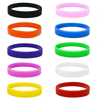 Bild av Silikonarmband paket med 10 ungdomar storlekar val av färger (flerfärgade)