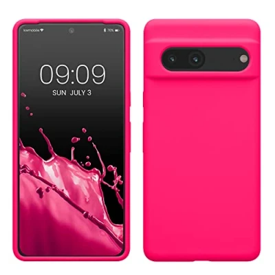 Bild av kwmobile fodral kompatibelt med Google Pixel 7 TPU silikon telefonskydd mjuk finish neonrosa