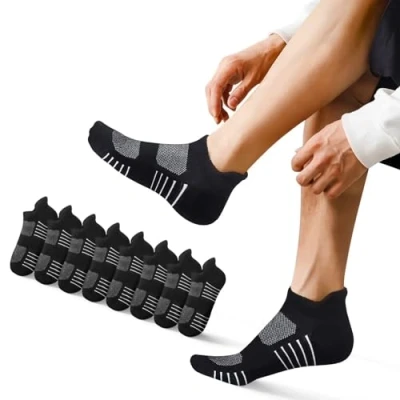 Bild av EKSHER Sneakers strumpor unisex sportstrumpor korta halvstrumpor löpstrumpor bomull 3550 multipack bomullsstrumpor andas 8 par, Svart x 8, 35 38 EU