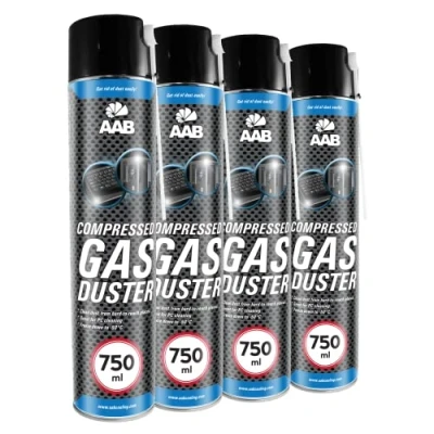 Bild av 4x AABCOOLING Compressed Gas Duster 750 ml tryckluft för rengöring av dator, tangentbord och annan kontorsutrustning, bärbara datorer, PC rengöringssats, aerosoldammare, konserverad luft