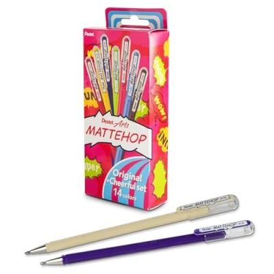 Bild av Pentel Mattehop K110V gelpenna med matt finish, 1,0 mm (14 stycken färgsorterad)