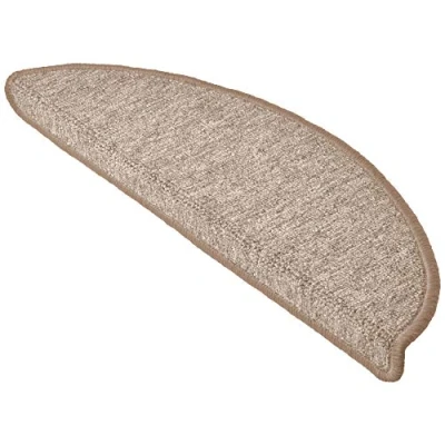 Bild av Beautissu Trappsteg mattor 55 x 15 cm stycken smala trappor trappmattor självhäftande inomhus trappmatta halvrund sand ProStair