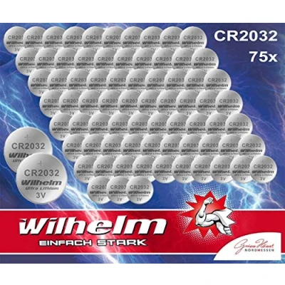 Bild av 75 x knappcell CR2032 Wilhelm batteri litium 3 V CR 2032 industrivara.
