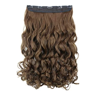 Bild av CAISHA 55cm Clip In Extensions Hårförlängning Hårstycke Rak Voluminös Vågig Brun C62 1
