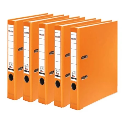 Bild av Original Falken 5 Pack PP Color Plastmappar. Made in Germany. cm smal DIN A4 orange vegansk. Perfekt för kontoret och hemmet. brevmapp kontorsmapp plastmapp slitsad mapp ringpärm