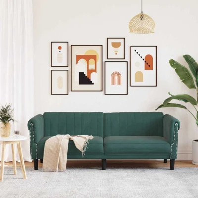 Bild av vidaXL Soffa 3 sits mörkgrön sammet, sitssoffa, tresitssoffa, sitssoffor, tresitssoffor, soffa, soffor