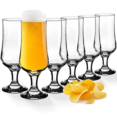 Bild av KADAX Ölglas, dricksglas av högkvalitativt glas, set om 6, 360 ml, vattenglas, juiceglas med fot, glas för vatten, dryck, cocktailglas, dryckesburkar, diskmaskinssäkra