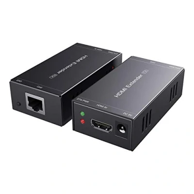 Bild av PWAYTEK HDMI förlängare 1080p@60Hz, 3D, över singel Cat5e/Cat6/Cat 7 kabel Full HD okomprimerad överföring upp till 50 m (164 fot EDID och POC funktion som stöds (sändare mottagare)