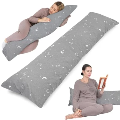 Bild av side sleeper kudde med överdrag Bomull 40 x 145 cm komfort sömn kropp sid sov Månar