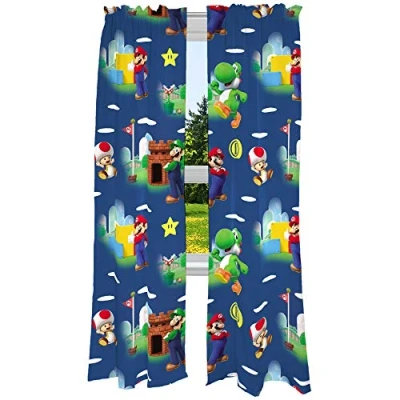 Bild av Franco barnrum fönstergardiner draperier set, 208 cm x 213 cm, Super Mario