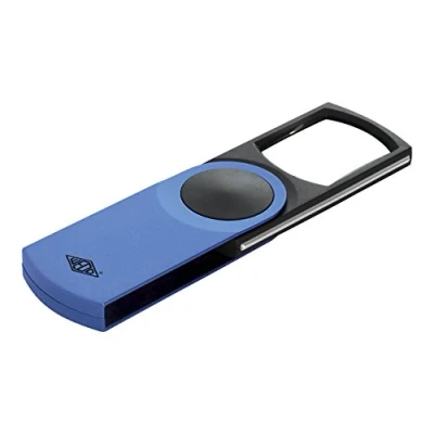 Bild av Wedo 2717603 Lysförstoringsglas Swing It plast, 3 vägs förstoring, svängbar lins, automatiskt LED ljus 11, 2 x 5, 0 1, cm, inklusive batterier, blå metallic