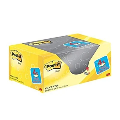 Bild av Post it 653Y 20 anteckningar kampanj, 38 x 51 mm, block, 100 ark, gul