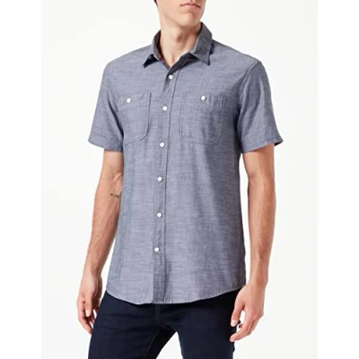 Bild av Amazon Essentials Men&#039;s Kortärmad Chambray skjorta, Grå, XL