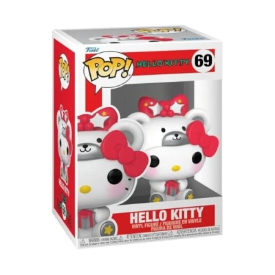 Bild av Funko Pop! Sanrio: Hello Kitty HK Polar Bear metallisk vinylsamlarfigur presentidé officiella handelsvaror leksaker för barn och vuxna modellfigur samlare display