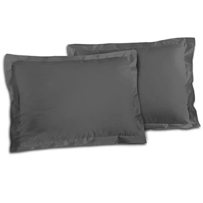Bild av Set med 2 örngott, 100% mörkgrå bomull, 50 x 70 cm