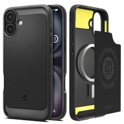 Bild av Spigen Rugged Armor MagFit Skal Kompatibel med iPhone 16 Plus Case Fodral Svart