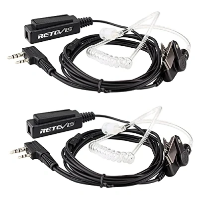 Bild av Retevis 2 polig Walkie Talkie hörlurar med mikrofon, dold akustisk tub headset, radio öronsnäcka, kompatibel vägs RT24 RT622 RT27 RT28 Baofeng BF 888S UV 5R Kenwood (2 st)
