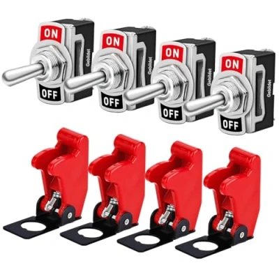 Bild av Gebildet Universal vippströmbrytare 10A/12VDC, 6A/24VDC, 2 stifts SPST på/av brytare med metallfladdermus, används för bil auto lastbil båt (paket 4)