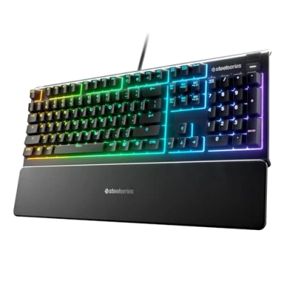Bild av SteelSeries Apex 3 RGB gamingtangentbord 10 zoners belysning IP32 vattentålighet Förstklassigt magnetiskt handlovsstöd Italienska QWERTY Layout