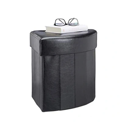 Bild av Relaxdays Fyrkantig, vikbar klädselpall med förvaring, modern sittpall HBT: 38 x cm, svart