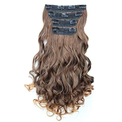 Bild av CAISHA XXL 45cm 4 delar set CLIP IN EXTENSIONS Hårförlängning Hårstycke Volumineus Vågig Brun Mix CES305 1