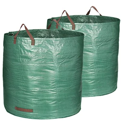 Bild av COM FOUR® 2x trädgårdsavfallspåsar XXL hopfällbar trädgårdspåse med bärhandtag rivsäker papperskorg för löv, grönt avfall och trädgårdsavfall (500 l 2 stycken)