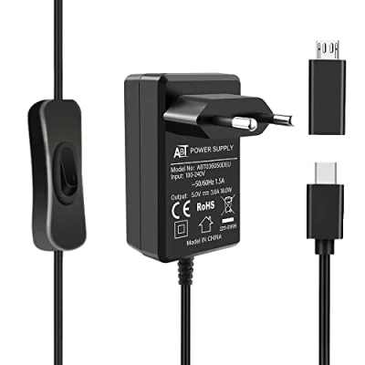 Bild av GeeekPi Raspberry Pi 4 18W 5V 3.6A strömförsörjning, USB C strömförsörjning med ON/Off knapp för 8GB/ 4GB/ 2GB/ Orange 5 /5B /5 Plus, RPi adapter 3B+/3B