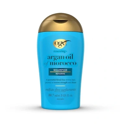 Bild av OGX Renewing Argan Oil of Morocco schampo (88 ml), regenererande hårvård med marockansk arganolja, volymschampo, sulfatfri