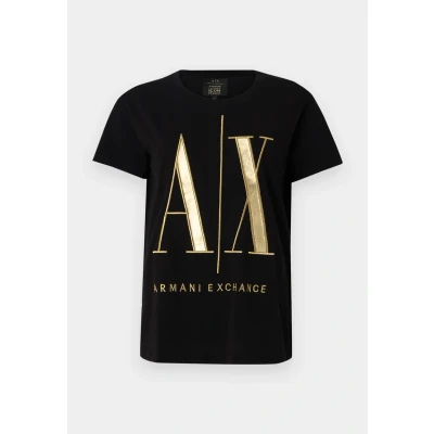 Bild av Ikon normal passform Maxi guld broderad logotyp T tröja Black M