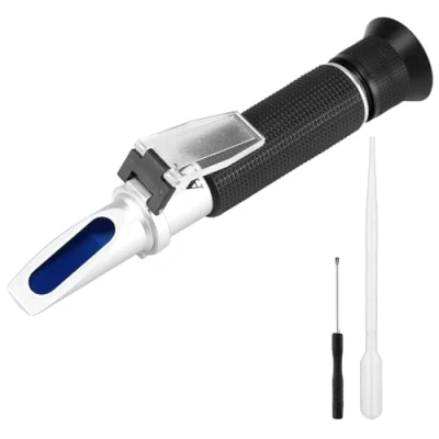 Bild av QWORK® Salthetsrefraktometer, dubbelskala saltvattentestare hydrometer med ATC, för fiskodling, havsvattenanalys, 0 100 PPT och 1 000 070 specifik gravitation