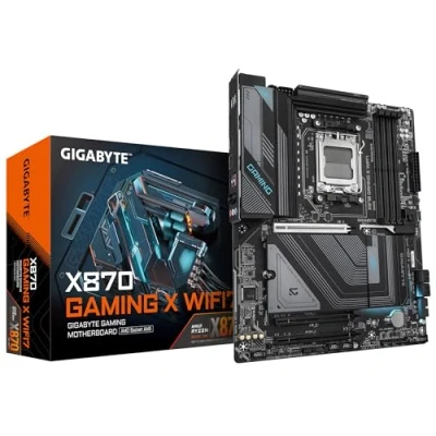 Bild av GIGABYTE X870 GAMING X WIFI7 moderkort stöder AMD Ryzen 9000 CPU:er, 16+2+2 faser VRM, upp till 8000MHz DDR5 (OC), 1xPCIe 5.0, Wi Fi 7, 2,5 GbE LAN, USB 4