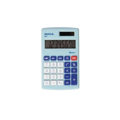 Bild av Maul M8 Miniräknare, Stor Display, 8 Lägen, Standardfunktioner För Kontor, Hem, Skola, Funktionstangenter, Färgade, Sol/Batteri, Blå