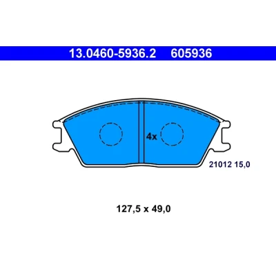 Bild av ATE 13.0460 5936.2 Jeu de plaquettes frein non préparé pour indicateur d&#039;usure, contact signal d&#039;usure exclu HYUNDAI: ACCENT 1