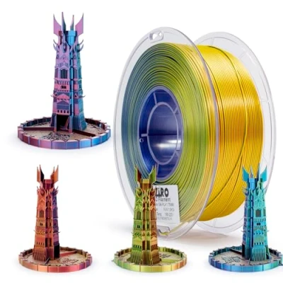 Bild av ZIRO PLA Filament Triple Color Coextrusion Silk 3D Printer 1.75mm för skrivare och pennor, Flerfärgad Rainbow Filament, 1kg (2.2lbs), Aurora färg