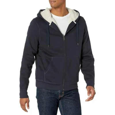 Bild av Amazon Essentials Men&#039;s Sherpa fodrad fleecetröja med dragkedja, Marinblå, S