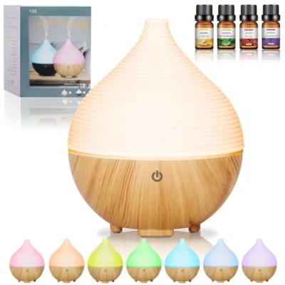 Bild av BUOAZR Eterisk Oljespridare, 160 ml Aromspridare, 7 Färger LED Luftfuktare, Diffusor med Automatisk Avstängning, Doftspridare för Vardagsrum, Sovrum, Yoga, Massage