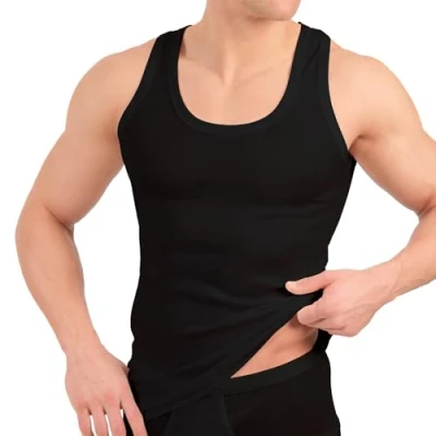 Bild av MT 6 pack bomull herrskjorta klassisk Finribbad eller dubbelribbad, svart, L