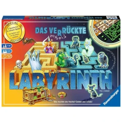 Bild av Ravensburger 26687 Labyrinth Glow in the dark Familjeklassiker med lysande färg, spel för barn och familjer från 7 år brädspel lämpligt 2 4 spelare sök efter skatter