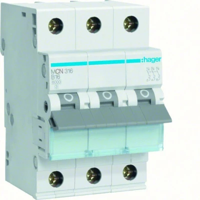 Bild av AUTOMAT C 16A 3 P MCN316 HAGER Beijerbygg Byggmaterial